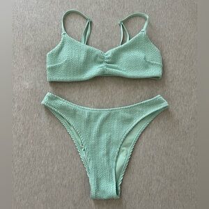Light green textured bikini set